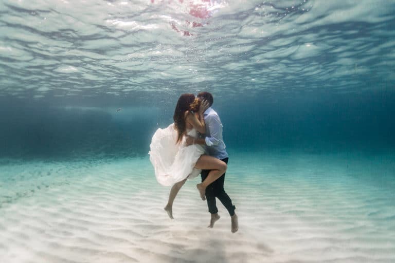Iker Larburu yolancris underwater editorial photoshoot real bride mediterranean ibiza balear wedding dress